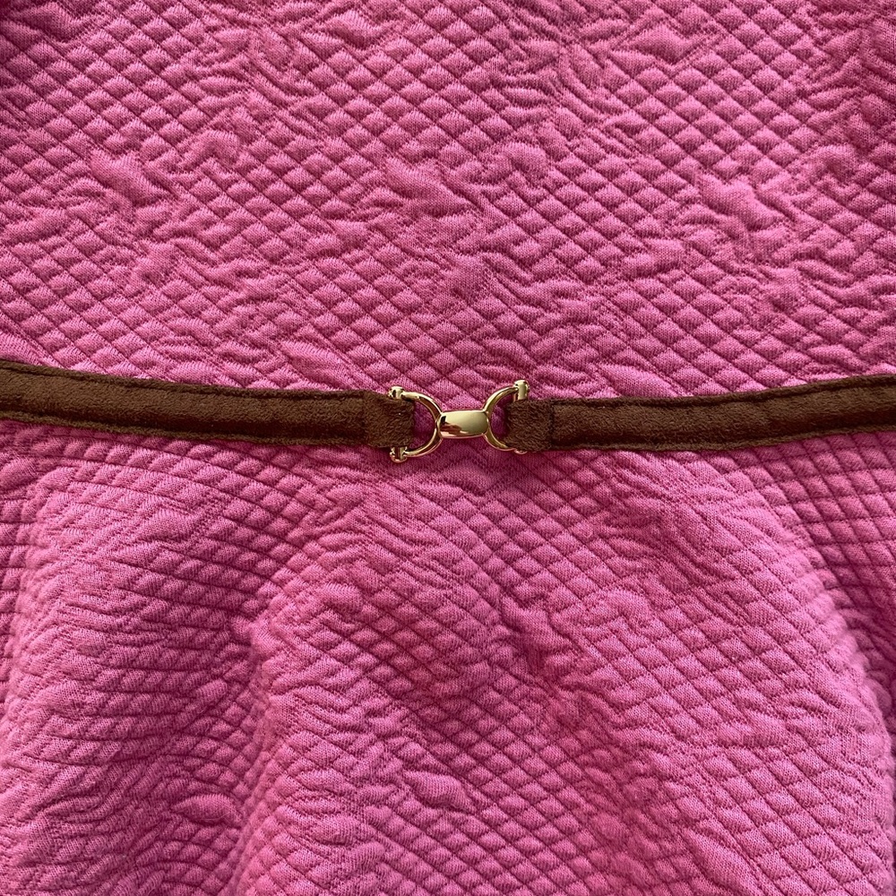 Janie and Jack Girls Pink Quilted Equestrian Dress with Belt Size 3 - Picture 5 of 8